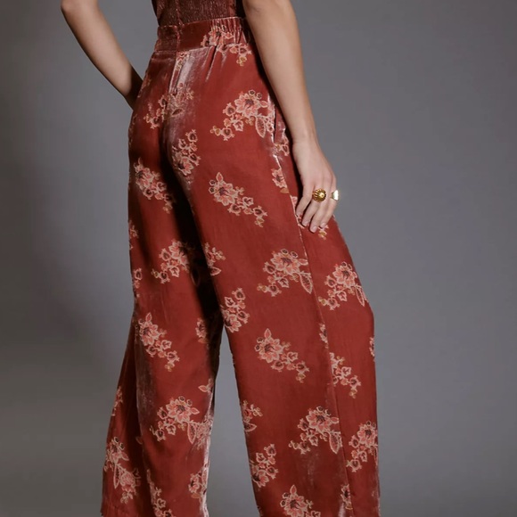 NWOT Anthropologie size small Hutch floral burnout velvet trousers - Picture 3 of 10
